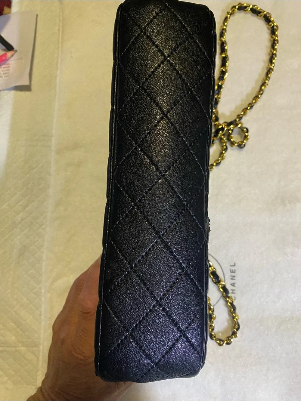 Authentic Vintage CHANEL Medium Classic double flap bag in black quilted leather